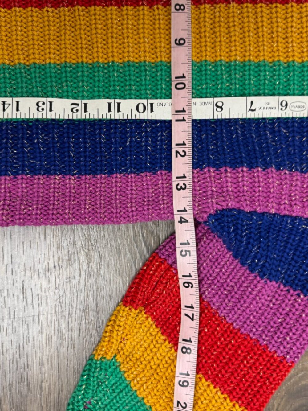 Hanna Andersson Girls Rainbow Striped Metallic Sweater Dress 130 US 8  Like NEW - Picture 8 of 9